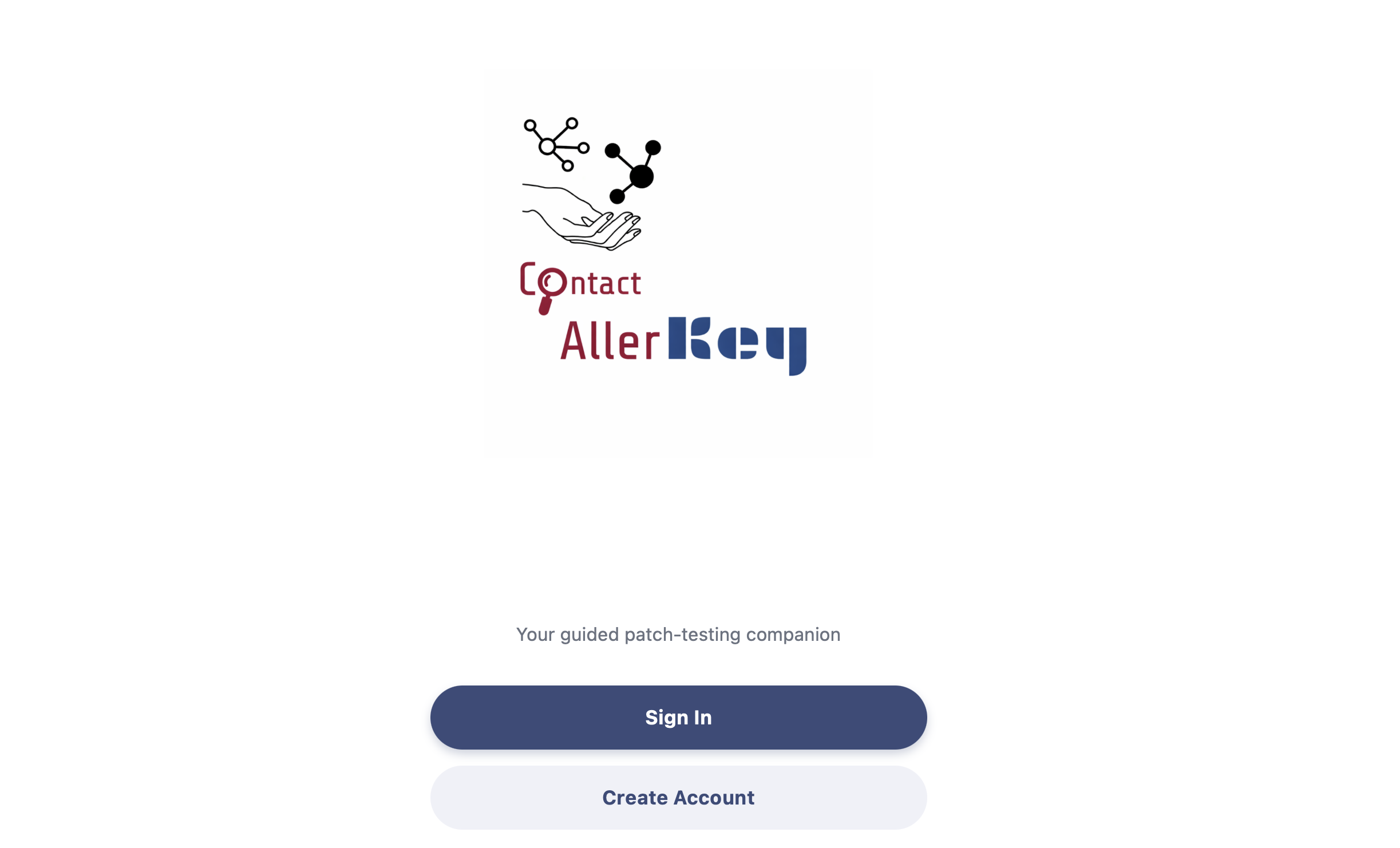AllerKey sign-in screen